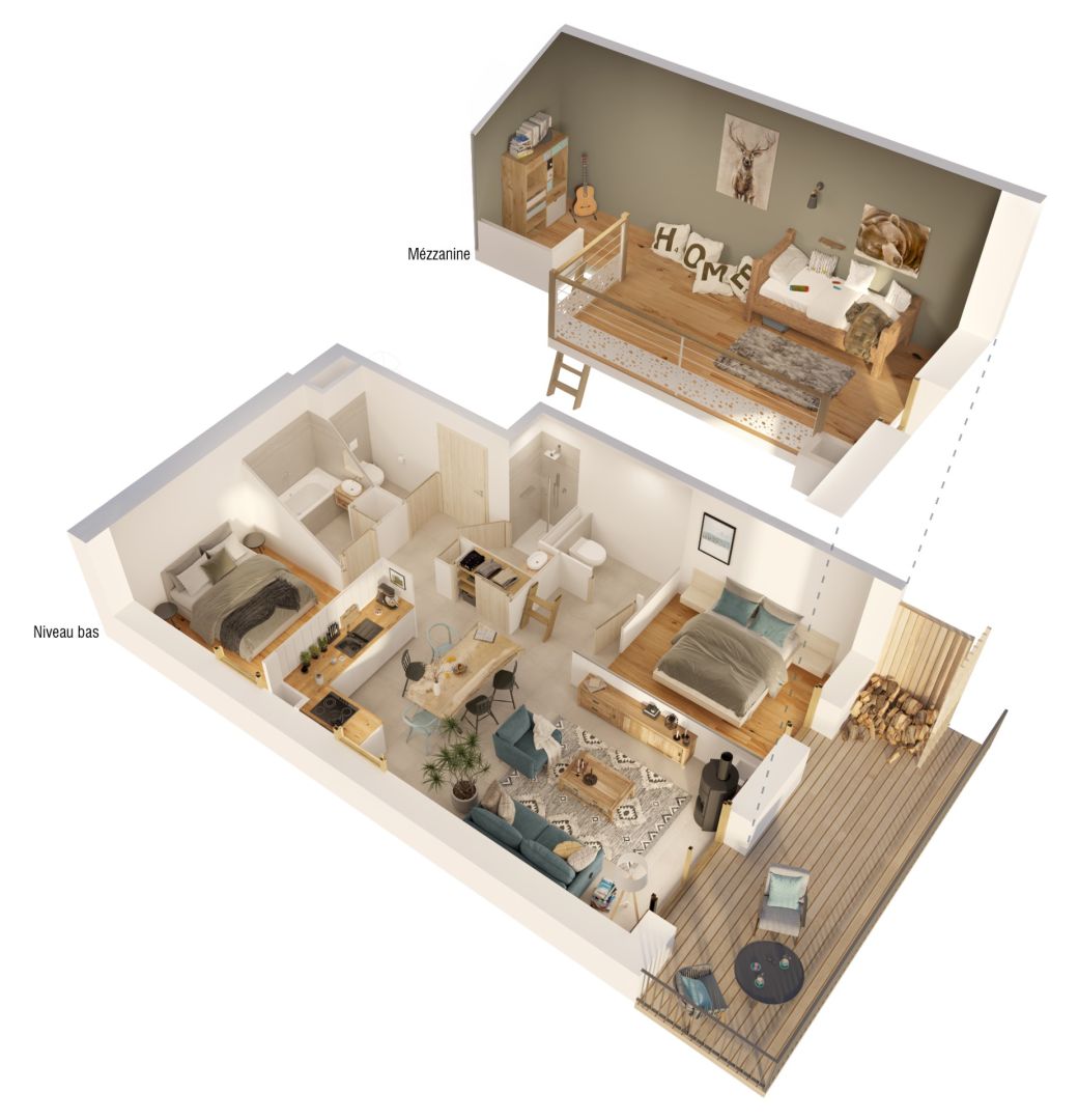 Chalets & Apartments For Sale in Hauteluce - floor-plan layout