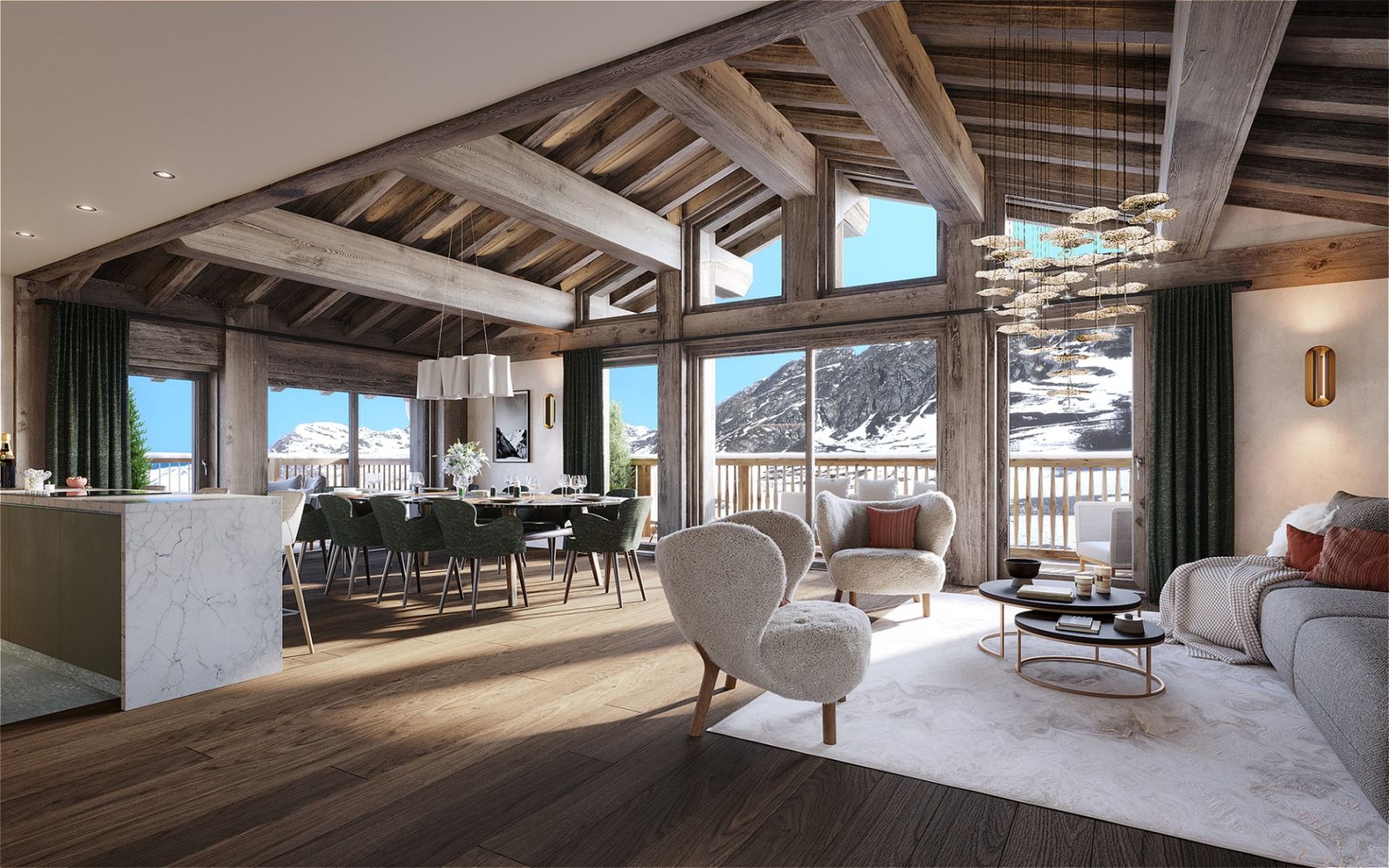 Les Jardins de Julliet, New Luxury Apartments for Sale in Val d'Isère: photo of open plan living room example