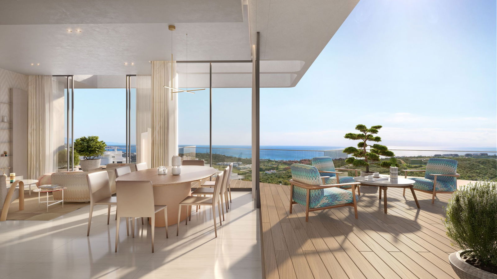 Marea - Missoni Branded Residences - open plan living room with sea views 3