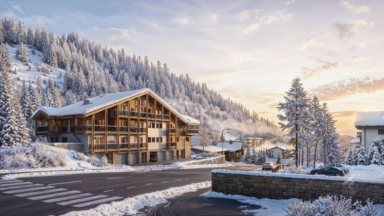 Annapurna - New Apartments for sale in Les Deux Alpes - building exterior snowy day