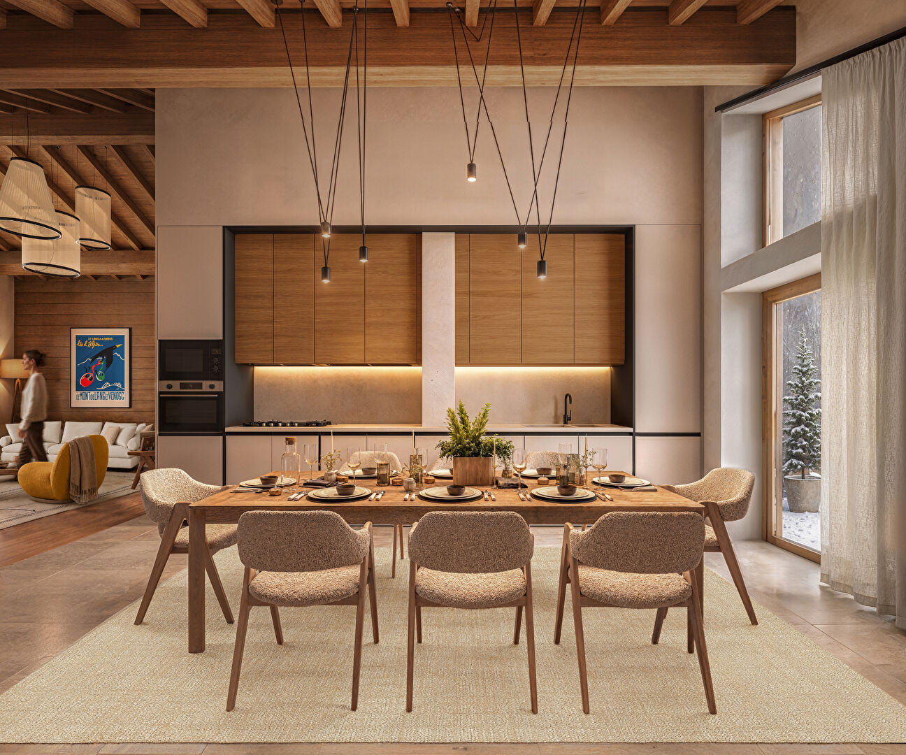 Annapurna - New Apartments for sale in Les Deux Alpes - living room : kitchen