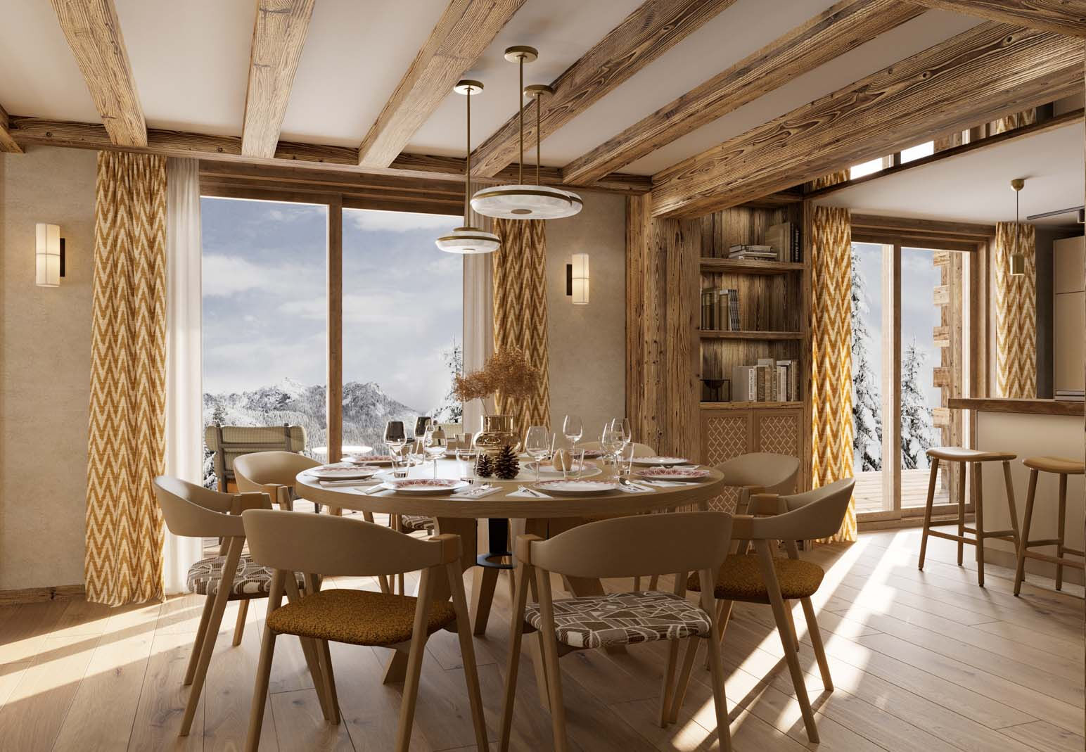 La Belle aux Bois - New apartments for sale in Megeve - dining room : kitchen