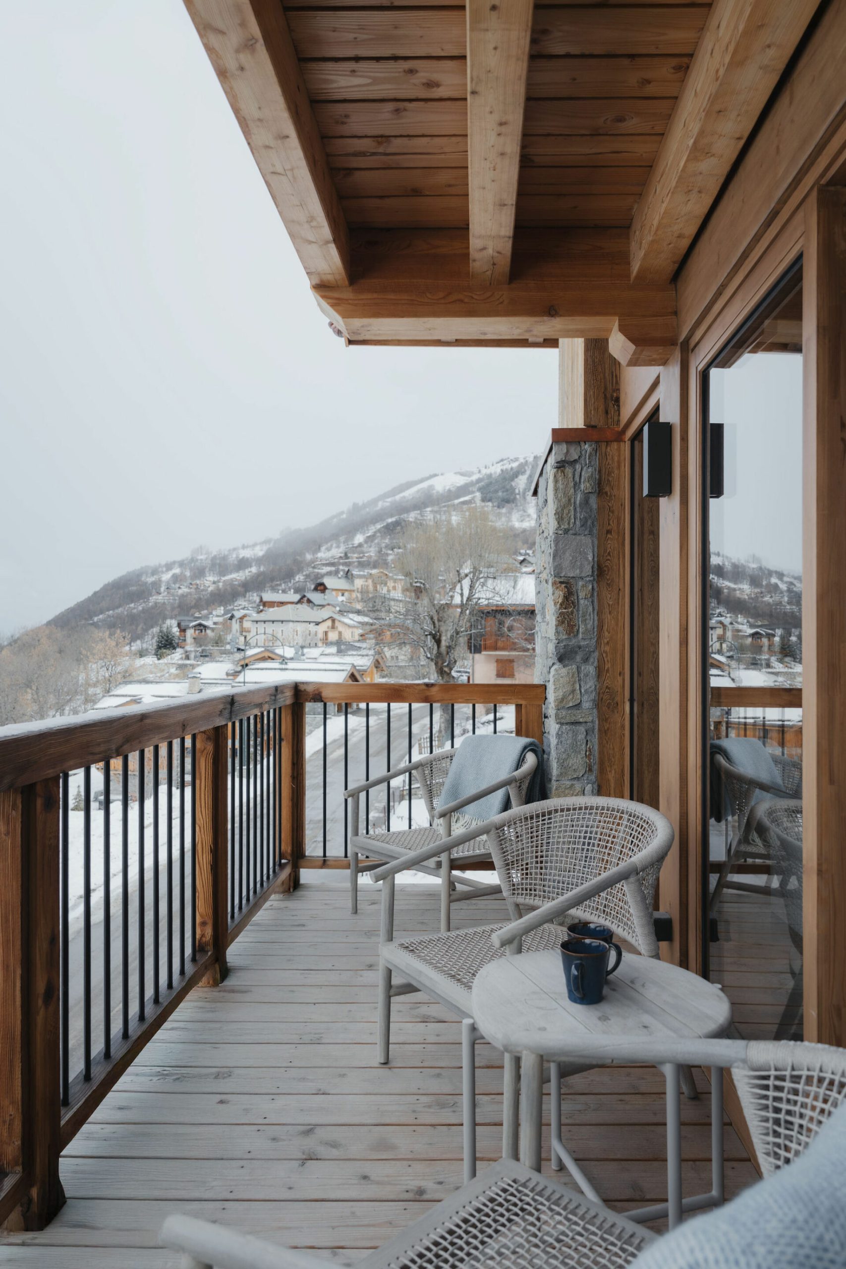 Les Chalets Alpine - New St Martin de Belleville apartments- terrace view 2